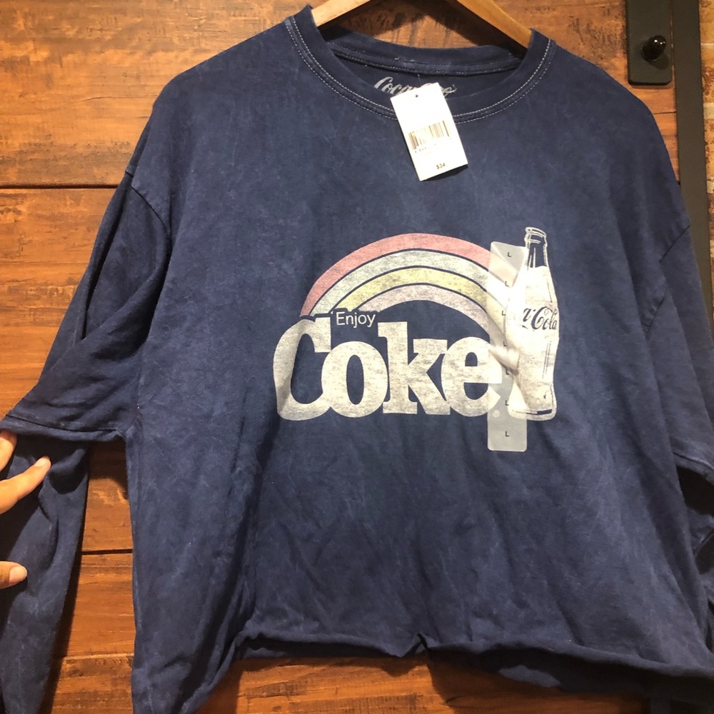 NWT Coco cola long sleeve crop top size Large - Picture 2 of 8